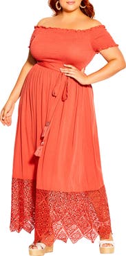 City Chic Off the Shoulder Maxi Dress