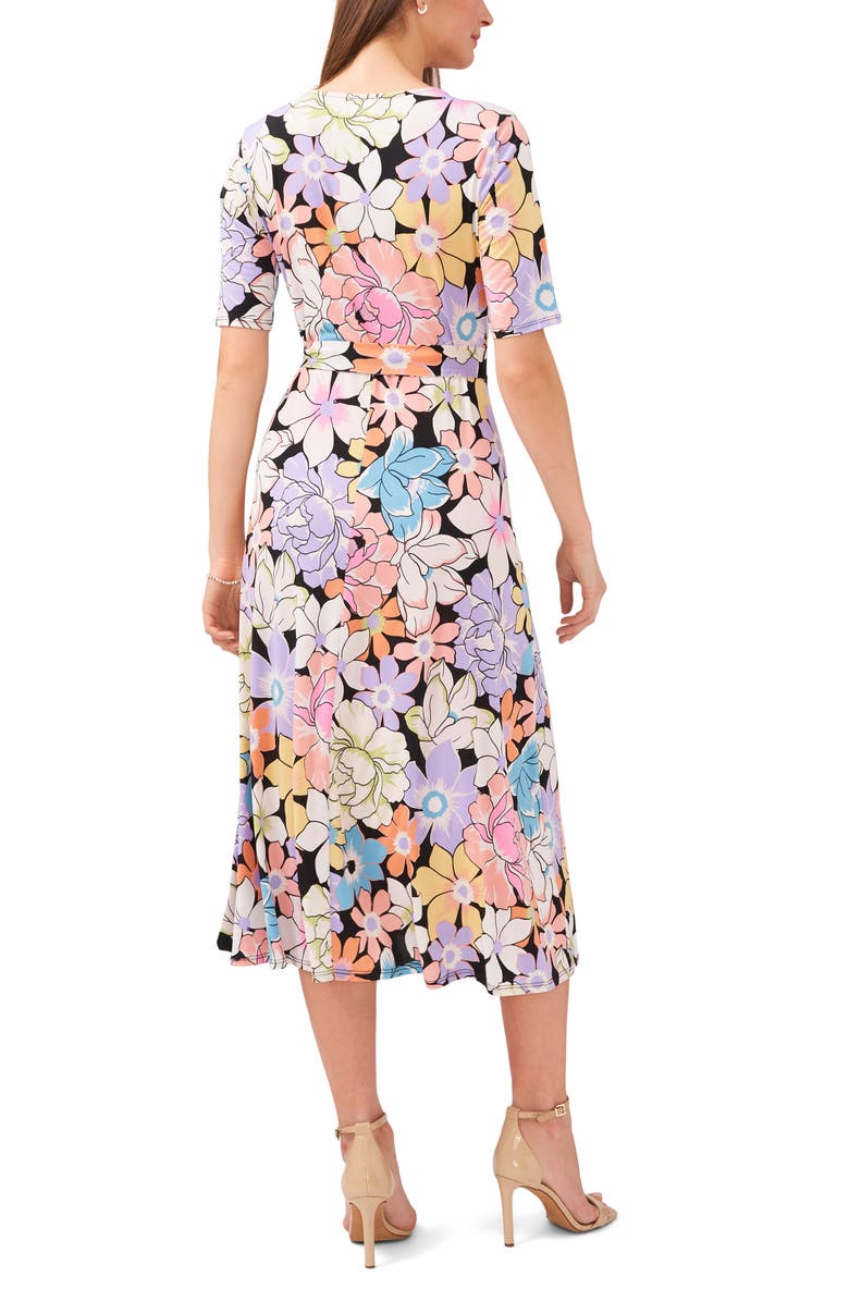 Chaus Floral Belted V-Neck Midi Dress, Alternate, color,