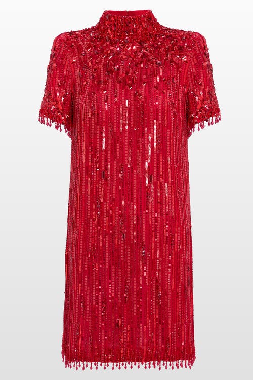 Jenny Packham Snapdragon Sequin-embellished Mini Dress In Red