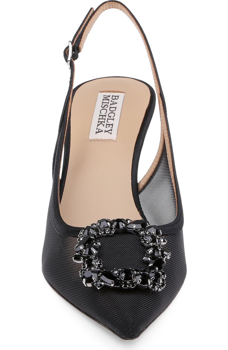 Badgley Mischka Collection Yuta Pointed Toe Slingback Pump, Alternate, color, Black Satin