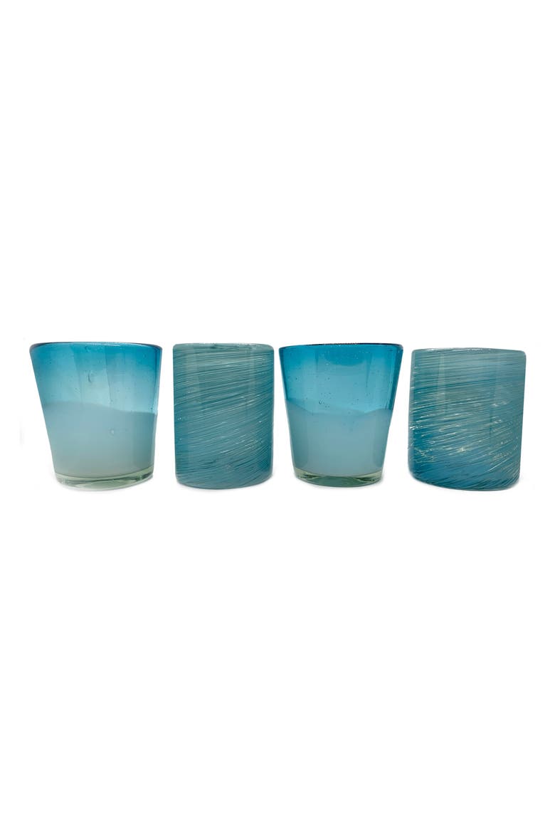 Handblown Glasses - Set of 4, Main, color, AQUA