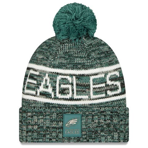 Men's New Era Midnight Green Philadelphia Eagles 2025 Sideline Cold Weather Cuffed Knit Hat with Pom