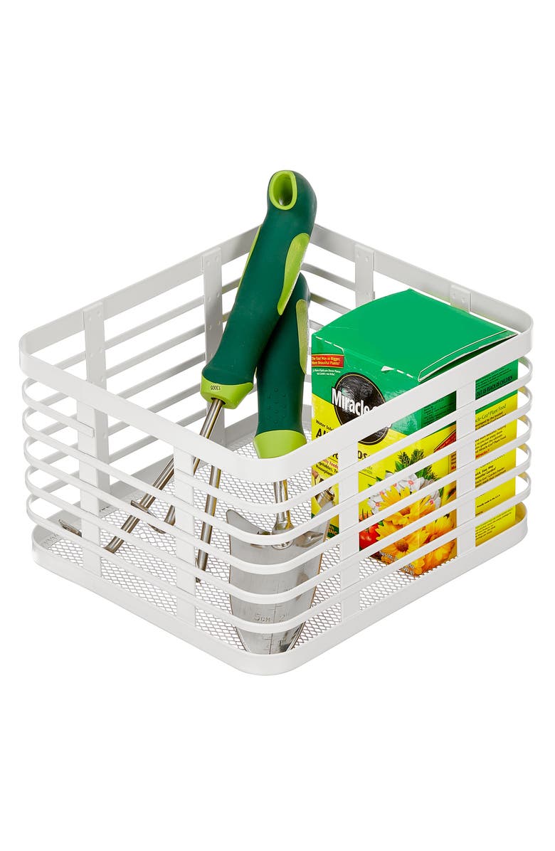 mDesign Metal Pantry Basket with Handles - Set of 4 - Matte White, Alternate, color, Matte White