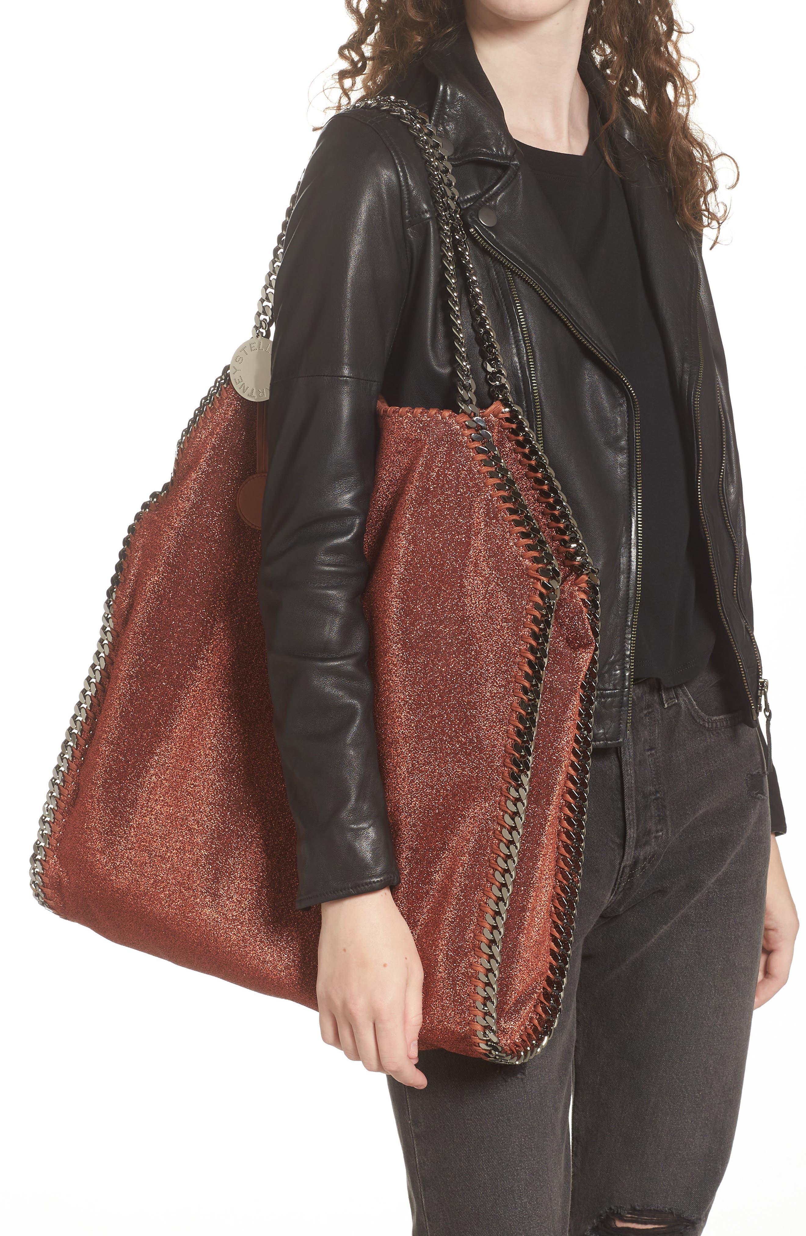 Large Falabella Metallic Tote, Alternate, color, 7746 COPPER
