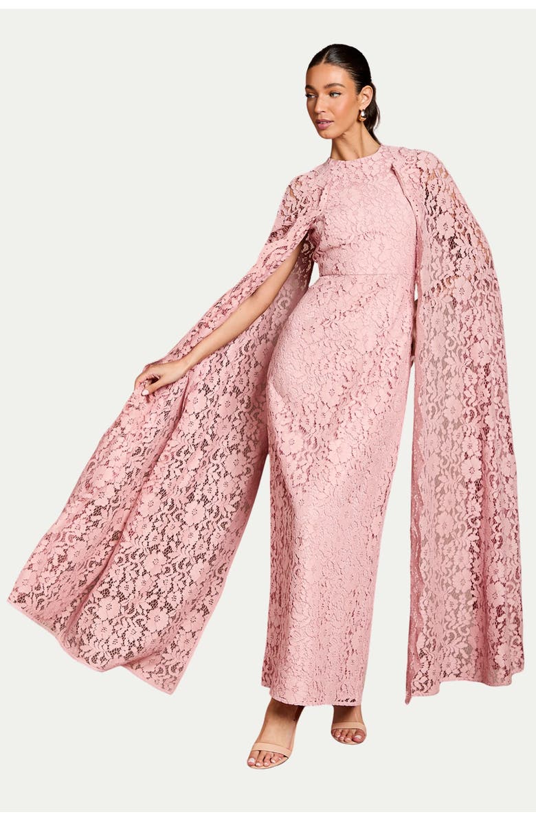 Coast Lace Cape Gown, Main, color, Blush