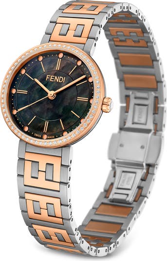 【FENDI】希少 Forever Diamond Bracelet Ladies Watch 29mm Fendi Forever Fendi Two-Tone Diamond Bracelet Watch, 29mm