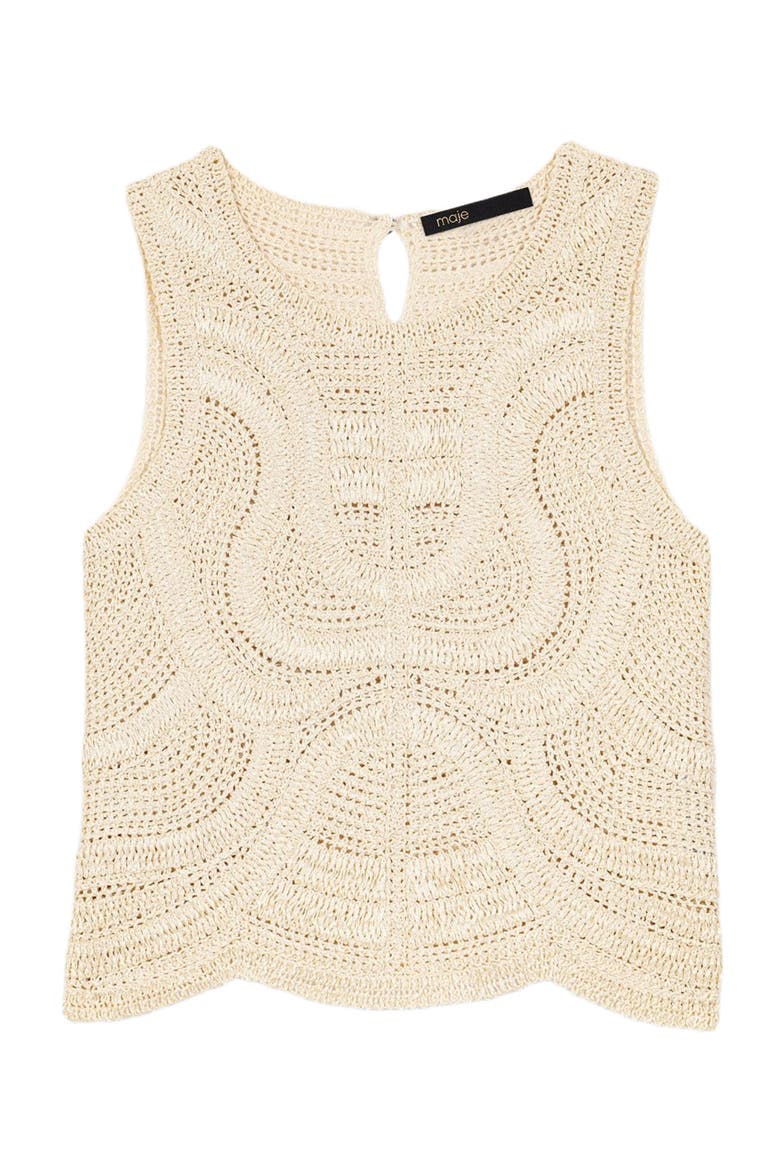 Sleeveless crochet-knit top, Alternate, color, Beige