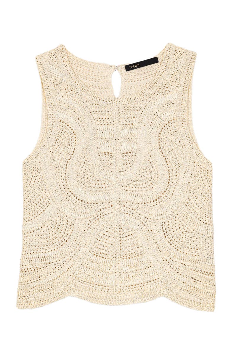 maje Sleeveless crochet-knit top, Alternate, color, Beige