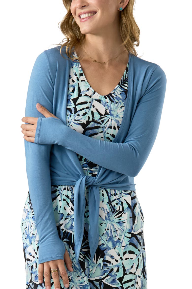 Long Sleeve Crossover Sun Wrap, Main, color, Baltic