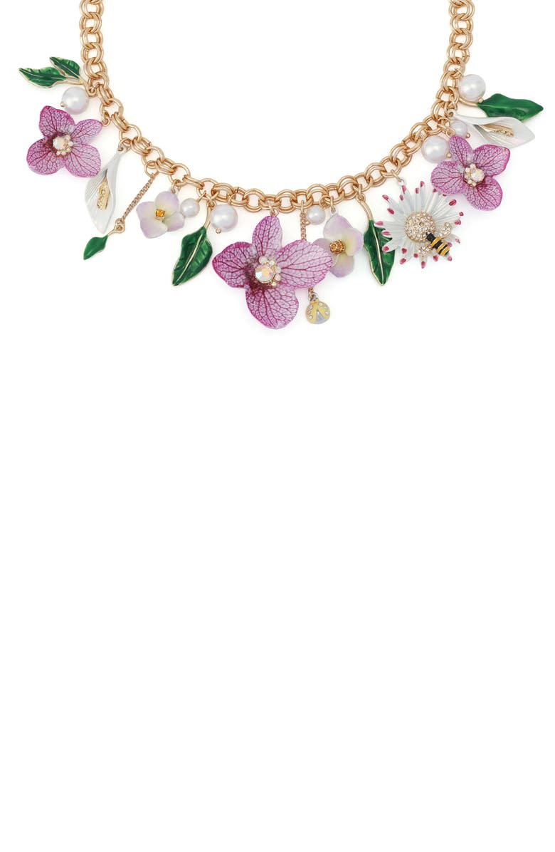 Betsey Johnson Flower Bouquet Frontal Necklace, Alternate, color, 