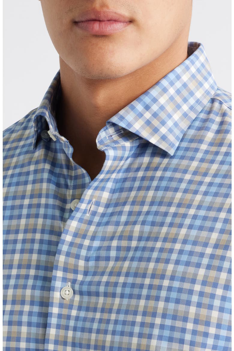 Olie Plaid Stretch Button-Up Shirt, Alternate, color, NAVY
