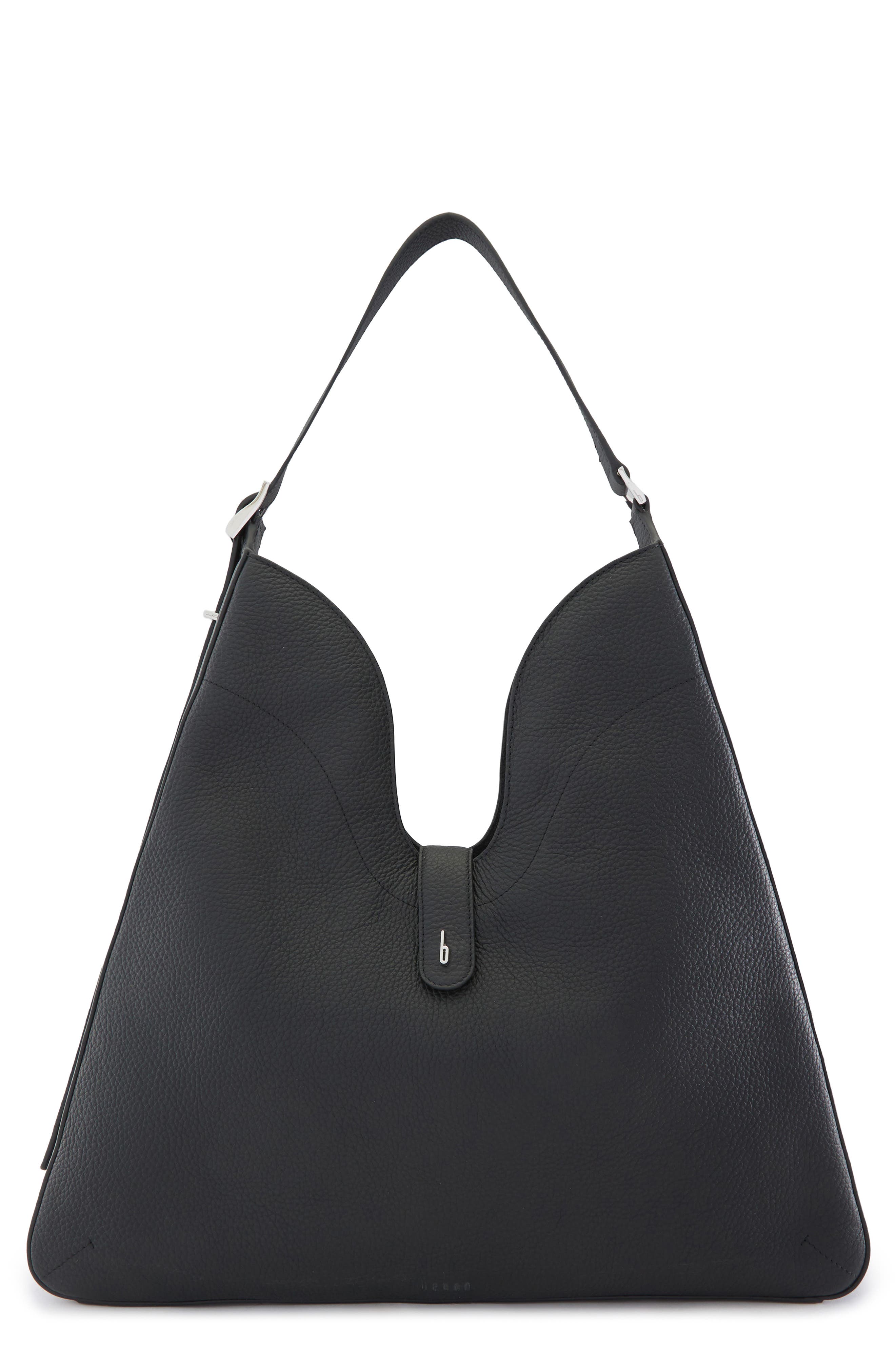 behno Melina Nappa Leather Shoulder Bag, Main, color, Black