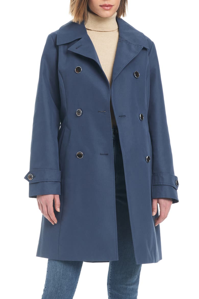 Double Breasted Trench Coat, Alternate, color, DUSTY DENIM