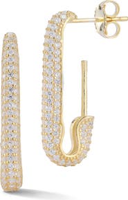 SPHERA MILANO CZ Pavé Safety Pin Earrings