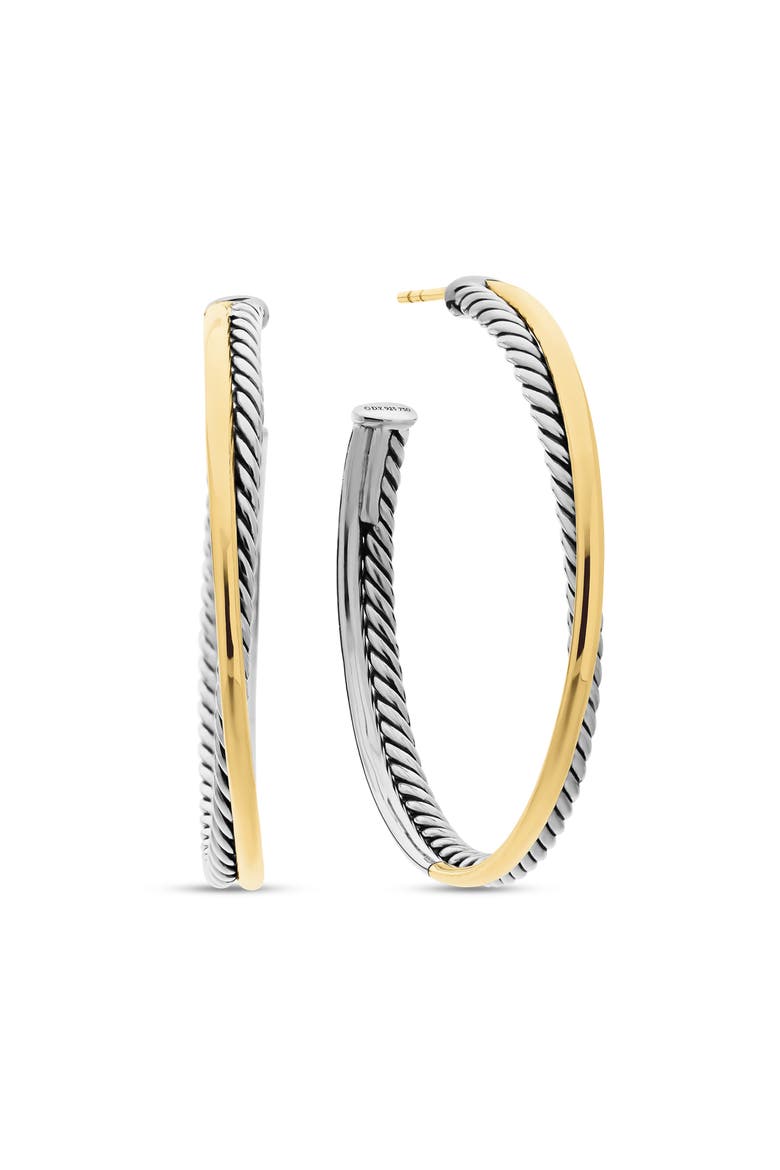 Crossover® XL Hoop Earrings with 18K Yellow Gold, Main, color, SILVER/ GOLD