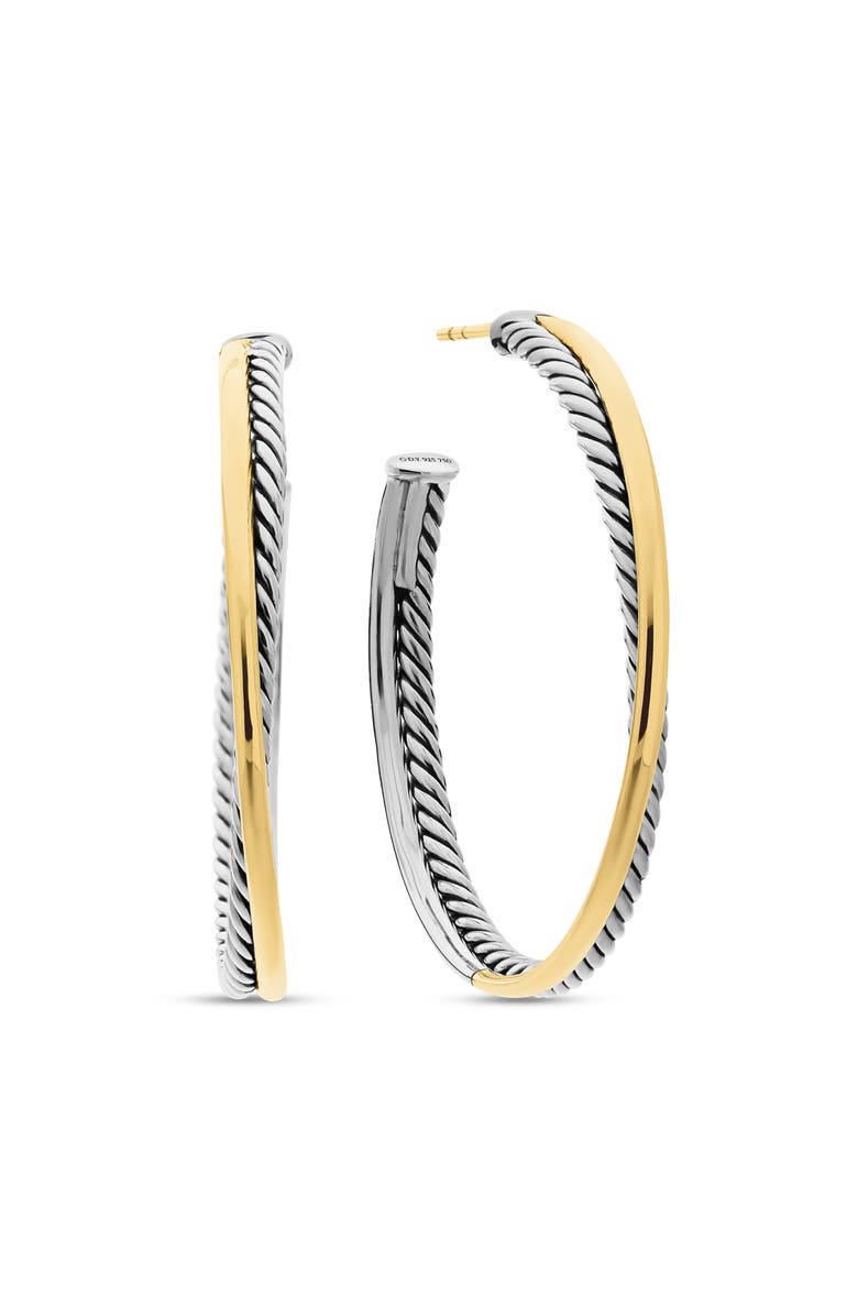 David Yurman Crossover<sup>®</sup> XL Hoop Earrings with 18K Yellow Gold, Main, color, Silver/ Gold