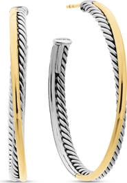 David Yurman Crossover® XL Hoop Earrings with 18K Yellow Gold