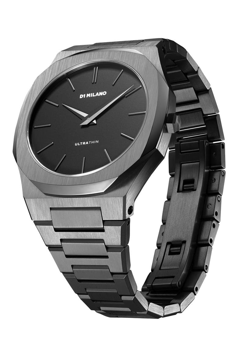 Ultra Thin Bracelet Watch, 40mm, Alternate, color, GUN METAL