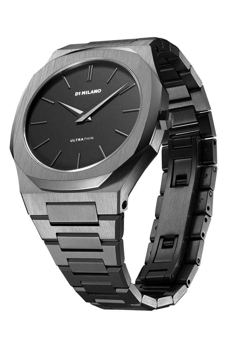 D1 Milano Ultra Thin Bracelet Watch, 40mm, Alternate, color, Gun Metal