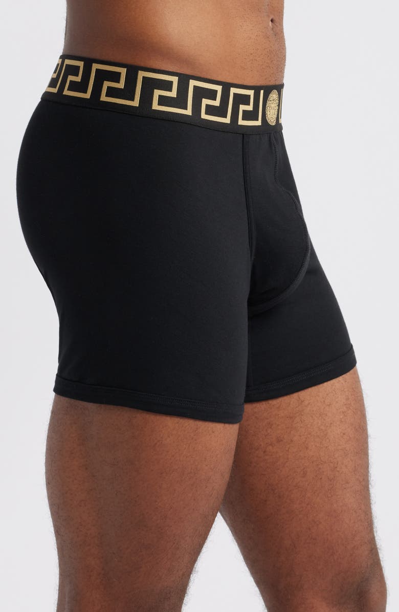 Versace Greek Key Jersey Boxer Briefs, Alternate, color, Black Gold Greek Key