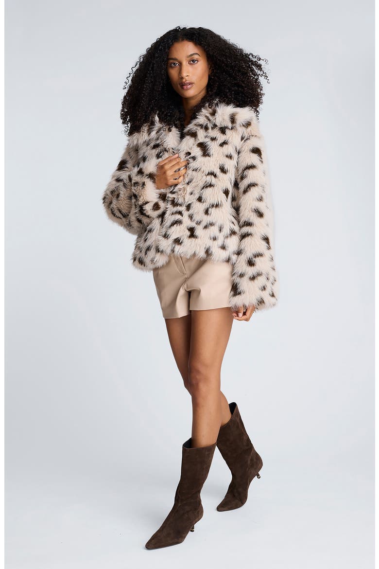 Oversize Faux Fur Crop Jacket, Alternate, color, OAT COMBO