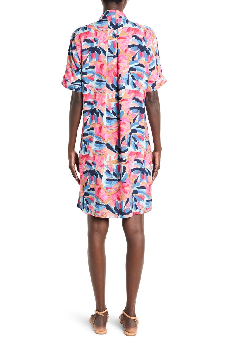Firework Foliage Polished Devo Shirtdress, Alternate, color, BLUE MULTI