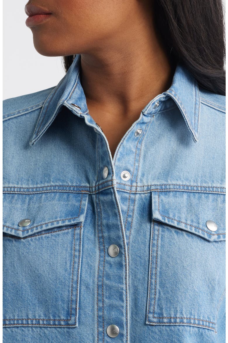 Airy Denim Crop Shirt, Alternate, color, HAZLETON WASH