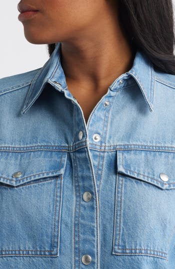 Airy Denim Crop Shirt