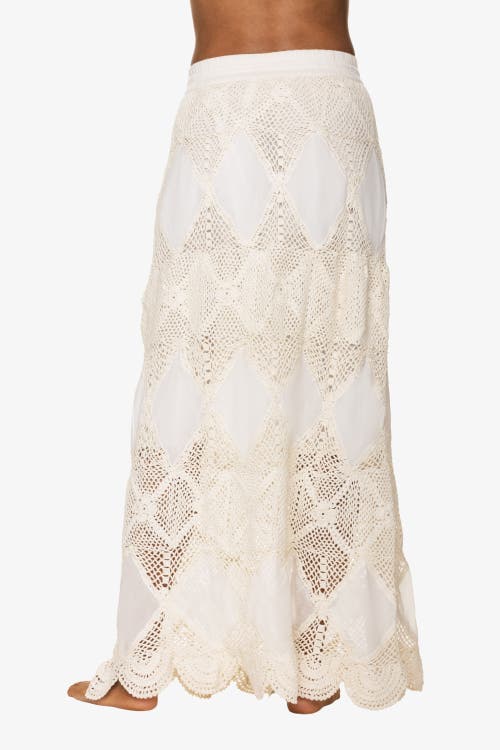 Helen Jon Scallop Crochet Maxi Skirt/bandeau Dress In Ivory