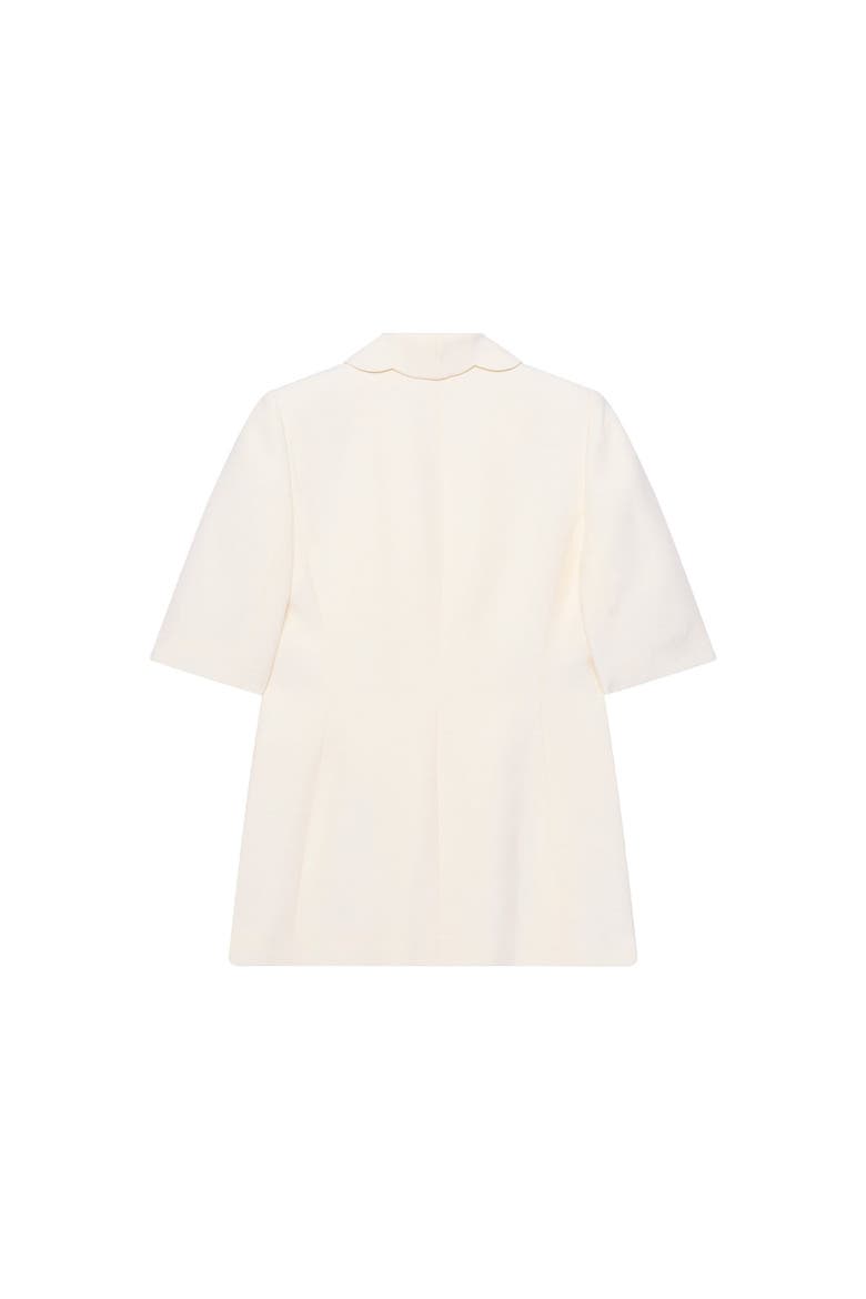 Scallop Front Short Sleeve Blazer, Alternate, color, Cream