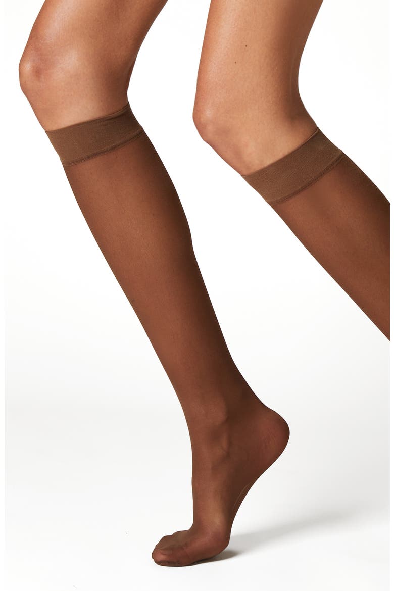 3-Pack Sheer Knee High Socks, Alternate, color, BROWN