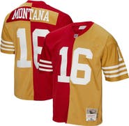 Mitchell & Ness Men's Mitchell & Ness Joe Montana Scarlet/Gold San Francisco 49ers 1990 Split Legacy Replica Jersey