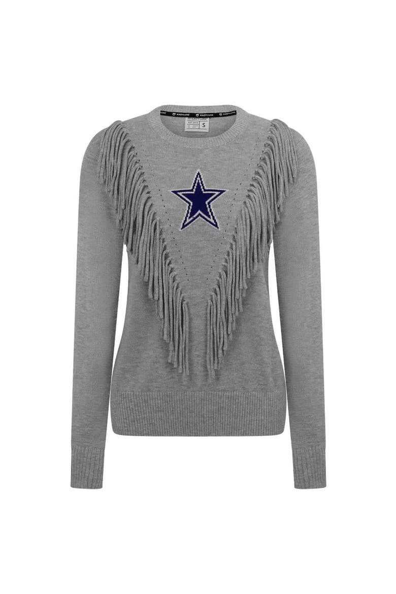 Women's   Silver Dallas Cowboys Fringe Sparkle Pullover Sweater, Main, color, Silver