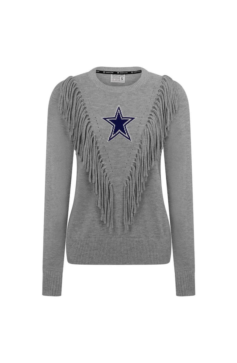 KADYLUXE Women's Silver Dallas Cowboys Fringe Sparkle Pullover Sweater, Main, color, Silver
