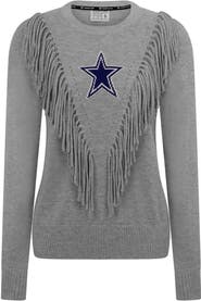 KADYLUXE Women's Silver Dallas Cowboys Fringe Sparkle Pullover Sweater