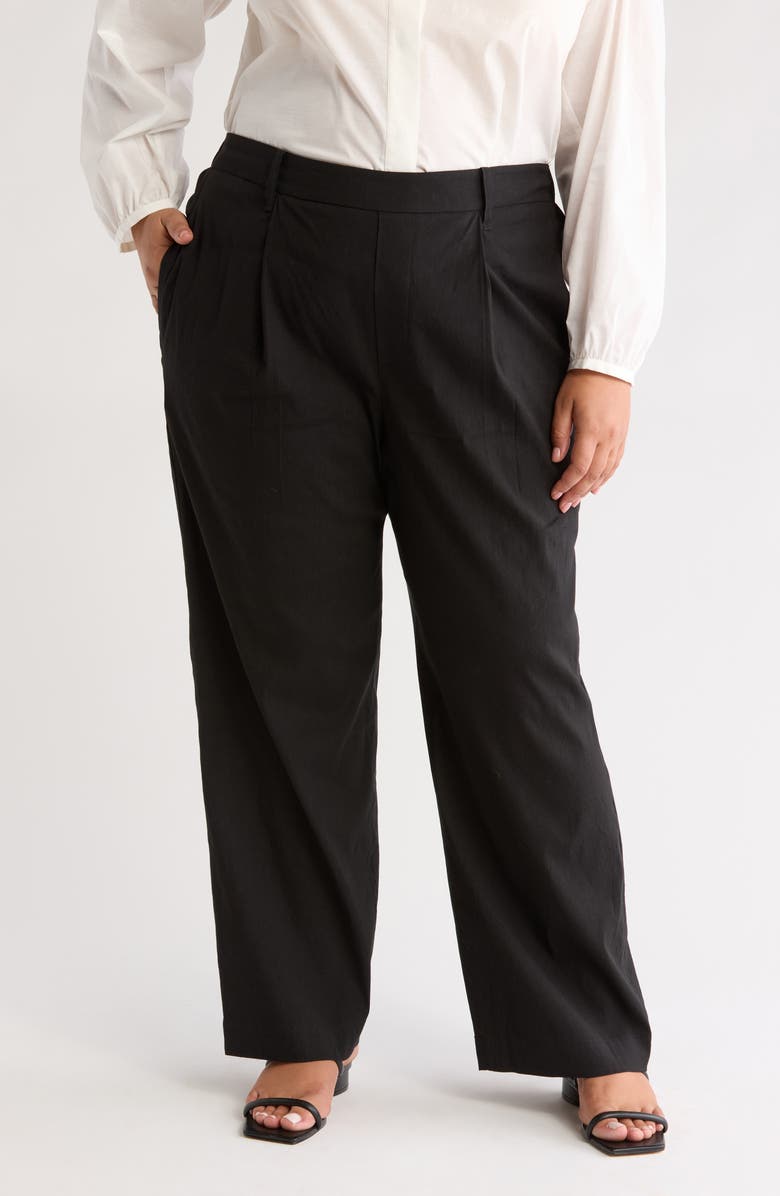 Vince Pleat Front Pull-On Pants, Main, color, Black