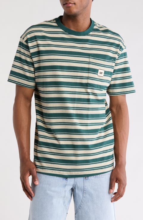 Stripe Patch Pocket Cotton T-Shirt