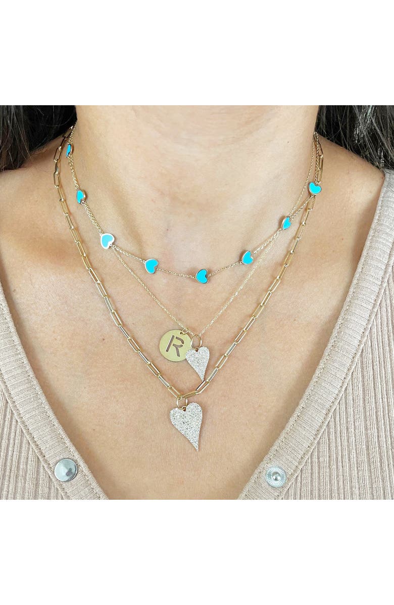 The Lovery Fine Jewelry Turquoise Heart Station Necklace, Alternate, color, Turquoise