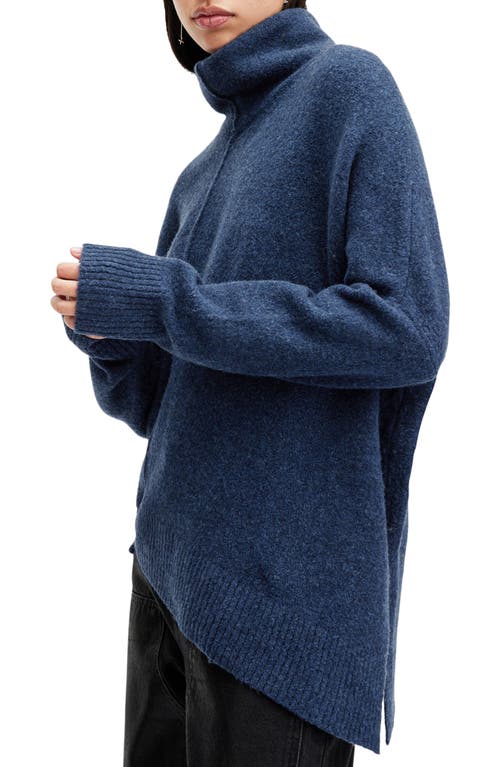 Allsaints Lock Roll Neck Sweater In Midnight Blue
