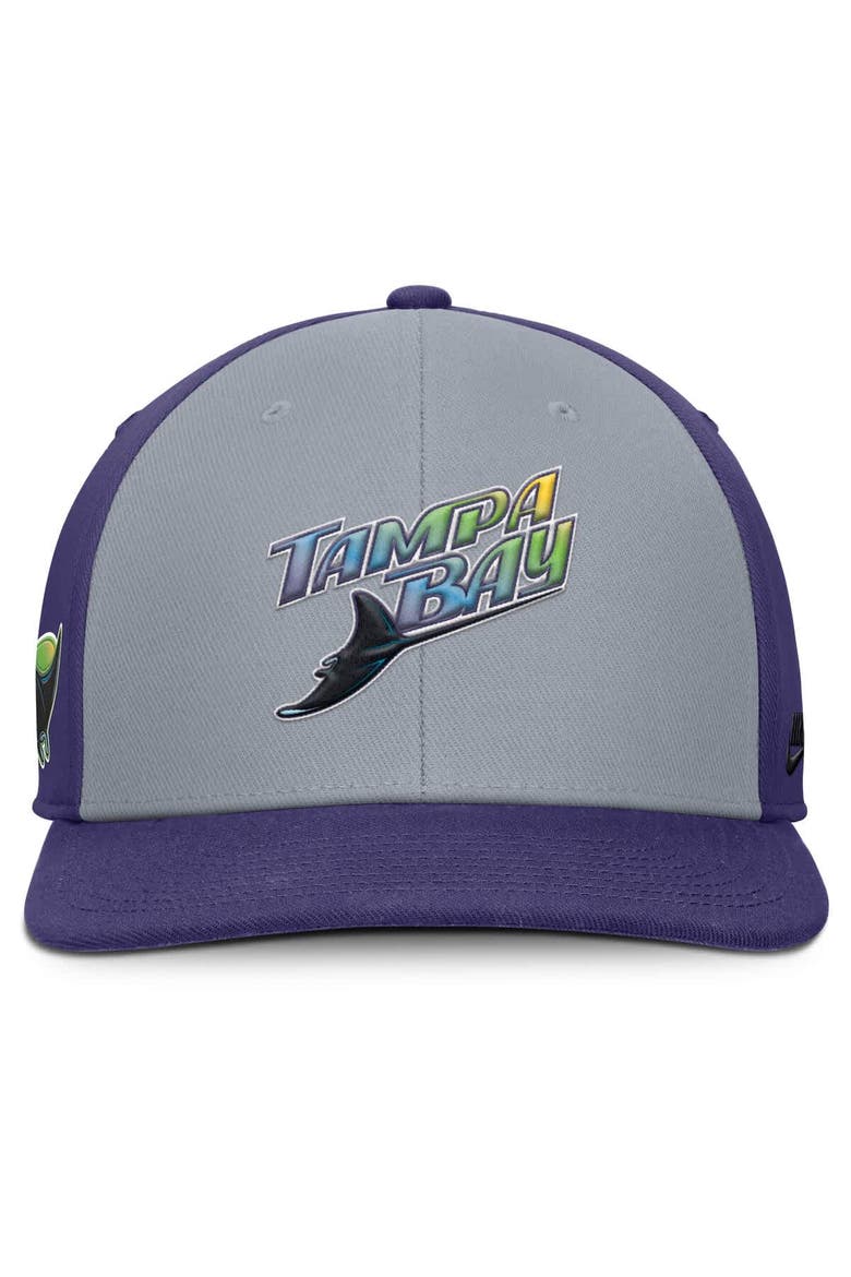 Men's Nike Gray/Purple Tampa Bay Rays Pro Performance Snapback Hat, Alternate, color, Gray