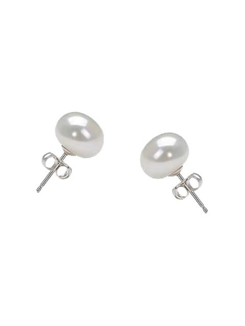 White Freshwater Pearl Stud Earrings 6-7mm