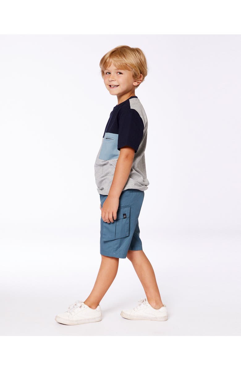 Deux par Deux Little Boy's Parachute Cargo Pocket Shorts Dark Teal, Alternate, color, Dark Teal