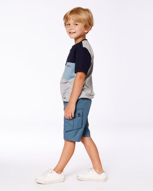 Deux Par Deux Boy's Parachute Cargo Pocket Shorts Dark Teal In Dark Teal