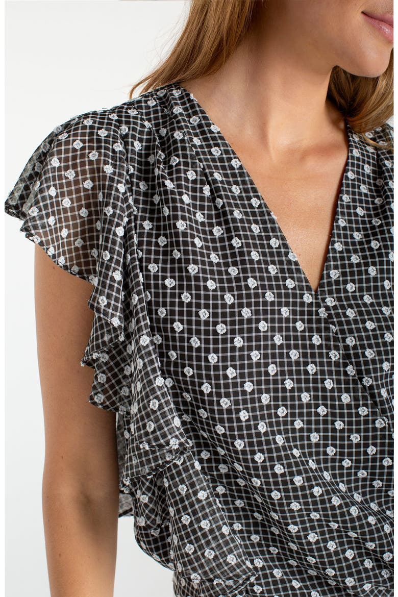 Ruffle Dobby Top, Alternate, color, BLACK/ WHITE PLAID