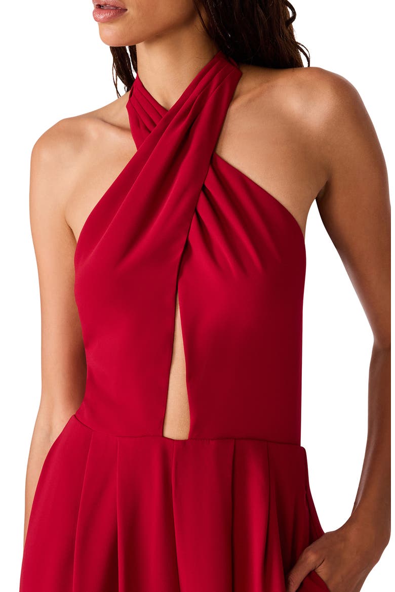 Aiyana Wide Leg Halter Jumpsuit, Alternate, color, TRUE RED