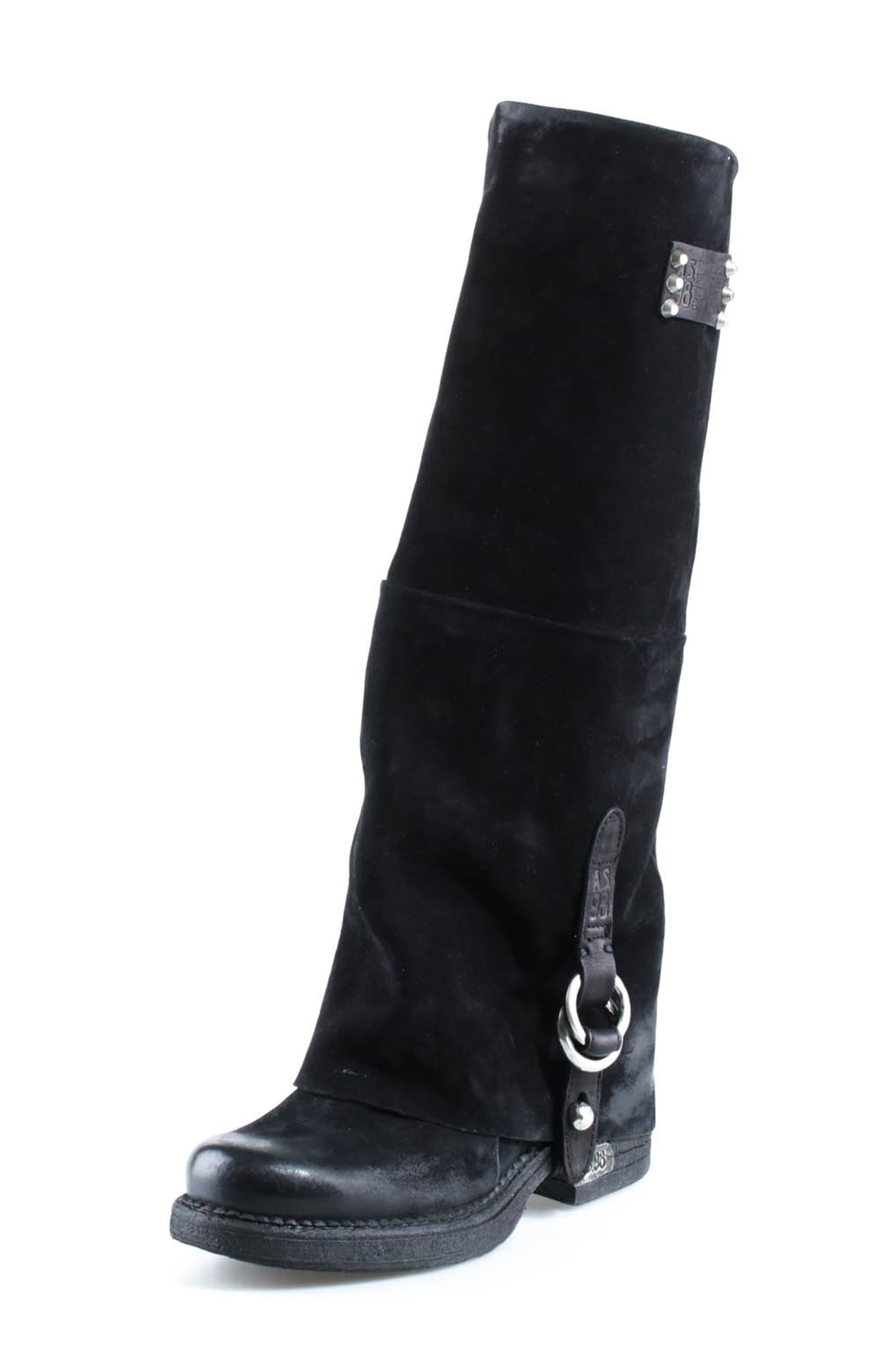 Pace Leather Knee High Boot, Main, color, BLACK