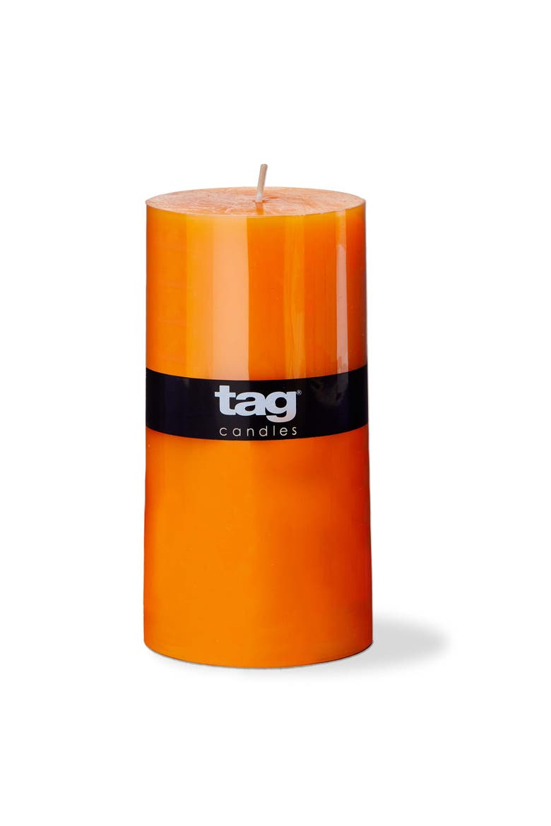Color Studio Orange Pillar Candle 85 Hour Burn Time, Main, color, Orange