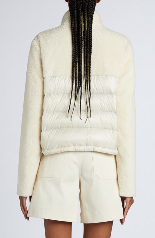 Moncler Polignac Teddy & Quilted Nylon Down Jacket In Silk White