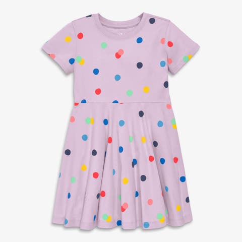 Kids Twirly Dress In Rainbow Confetti Dots (Toddler, Little Kid, Big Kid)