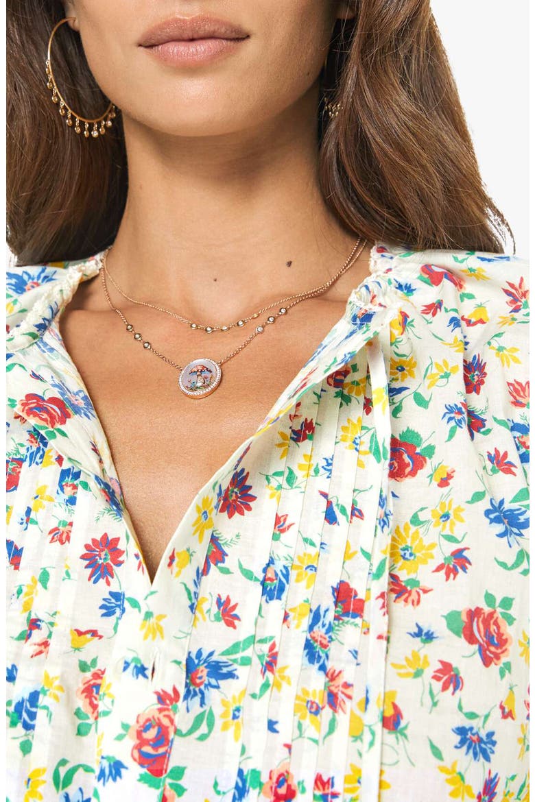 The Love Letter Floral Sleeveless Cotton Drawstring Waist Shirt, Alternate, color, ROSE BOWL